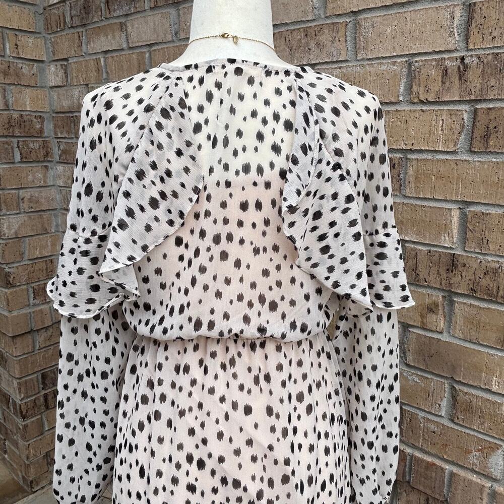 Living Doll Dalmatian Print Ruffle Sleeve Midi Dress Womens Flowy Boho Sz M - Picture 8 of 14